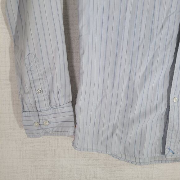 Quicksilver Shirt Button Down Mens Size Small White Blue Pinstripe Pocket Career - Picture 4 of 7
